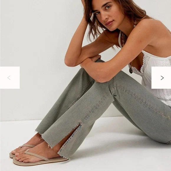 Free People We The Free Level Up Slit Slim Flare Jeans - Picture 2 of 8